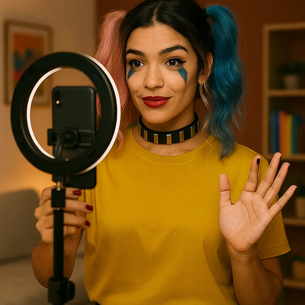 Cosplay de Harley Quinn impressiona com especialista em branding ousado e marketing de influência para criadores digitais