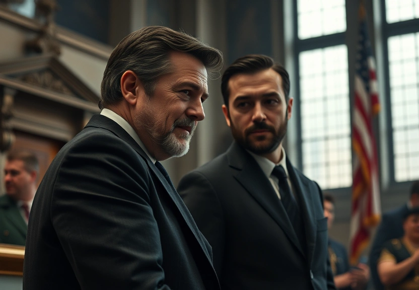 Representação visual de Nuremberg: O Conflito Brilhante entre Russell Crowe e Rami Malek no Tribunal Dramático