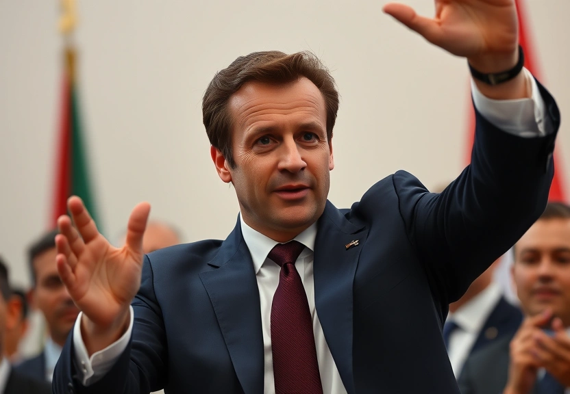Representação visual de Macron celebra plano de paz de Trump para encerrar conflito em Gaza